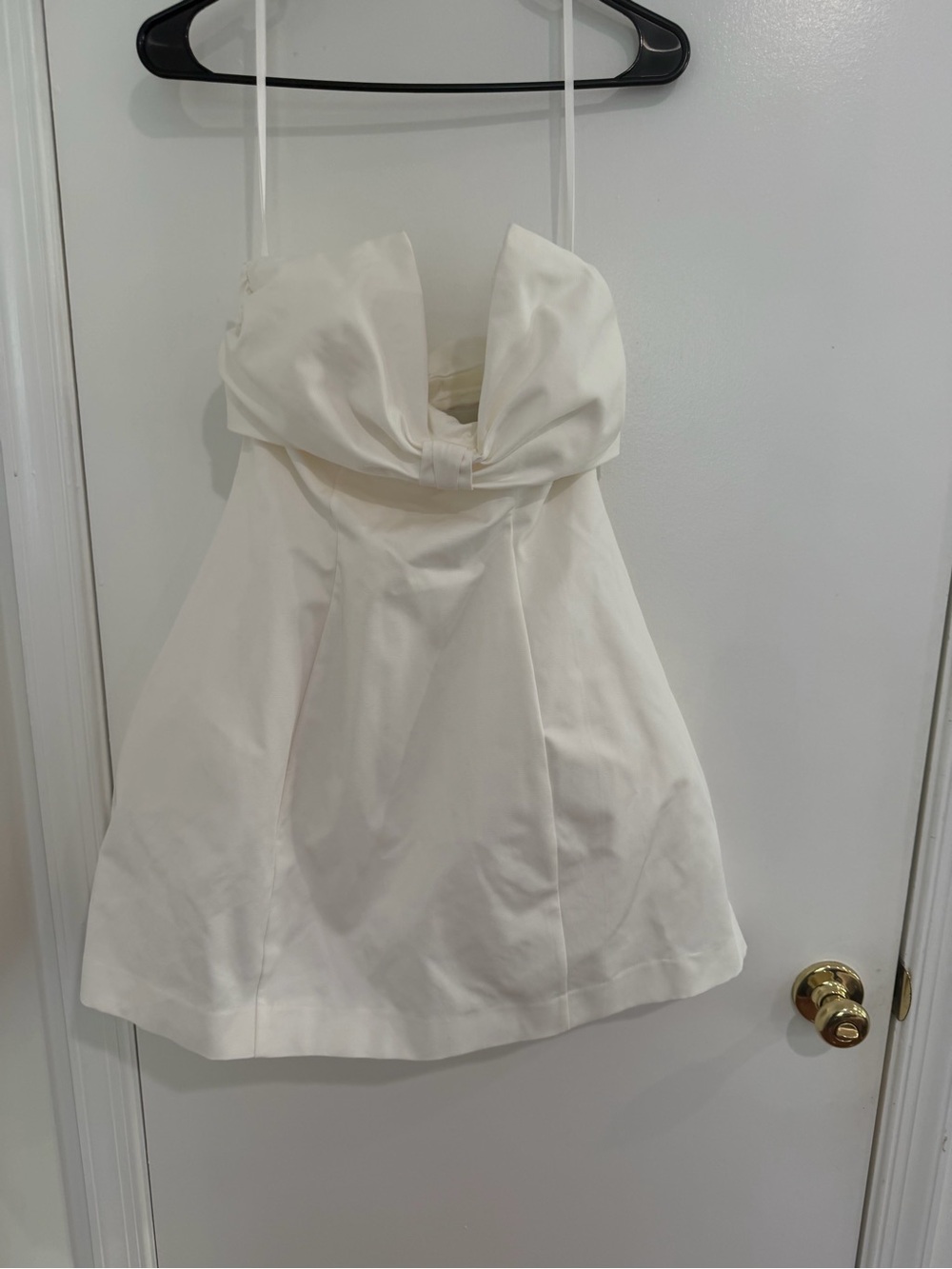 BHLDN Strapless Bow Mini Dress Ivory Old Money Quiet Quiet Luxury Coquette 6 NWT